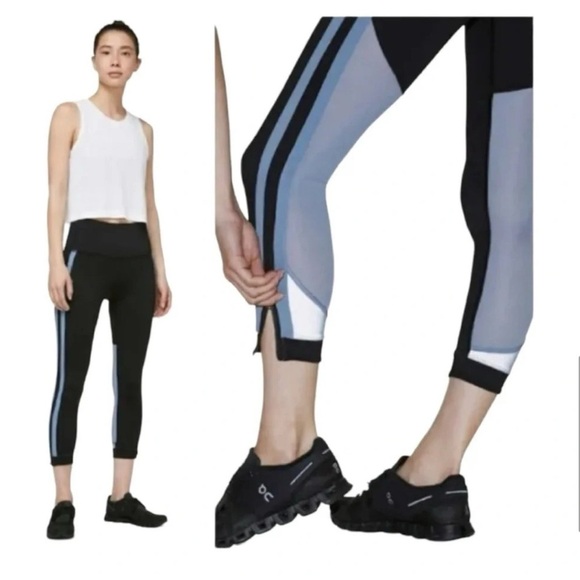 Lululemon Zip The Line Crop 23” Black / Utility Blue - Picture 8 of 9